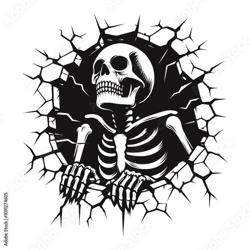 Skeleton on crack hole wall