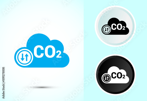 Carbon dioxide icon design illustration, Reduce co2 gas icon