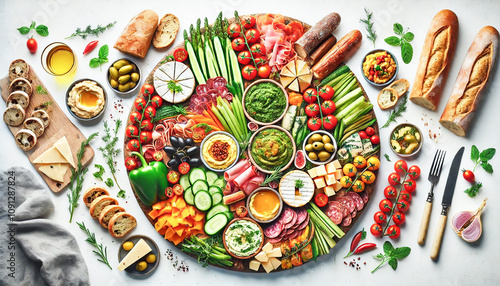 Wallpaper Mural Vibrant Mediterranean Charcuterie Spread on White Background with Fresh Ingredients Torontodigital.ca
