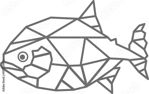 Geometry Piranha Fish Vector. Geometric Piranha Fish Design. photo