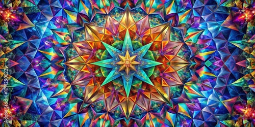 Abstract Starburst Fractal, Digital Art, Geometric, Pattern , Fractal , Abstract