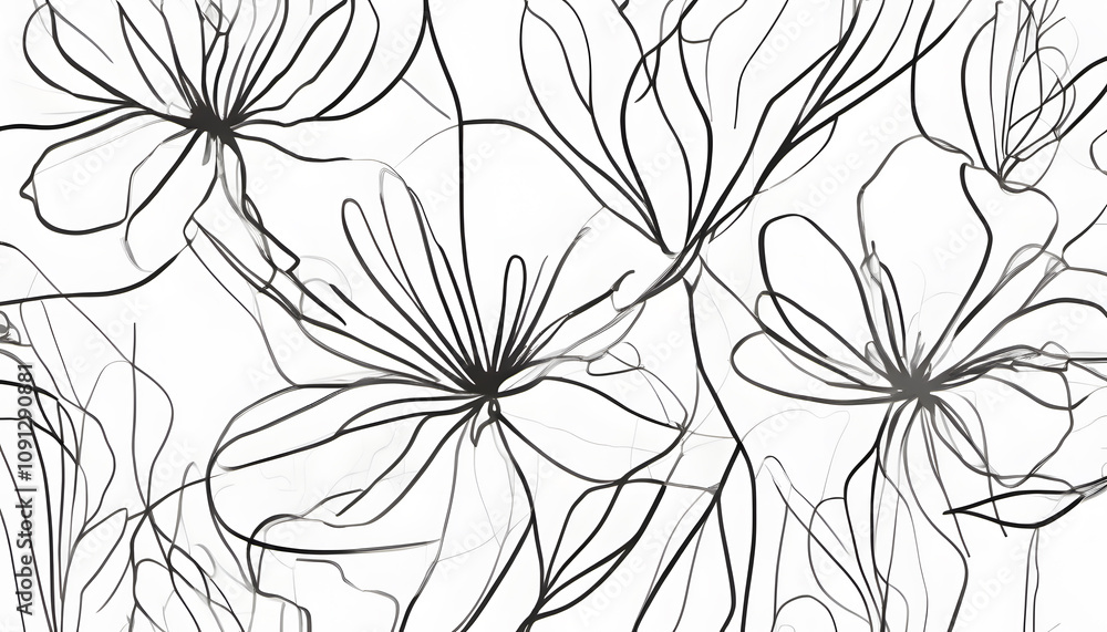 Obraz premium Continuous Line Floral Bouquet