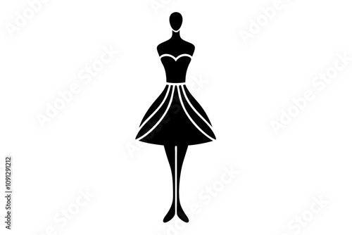 Mannequin Silhouette - Fashion Mannequin with Stylish Dress Vector Design