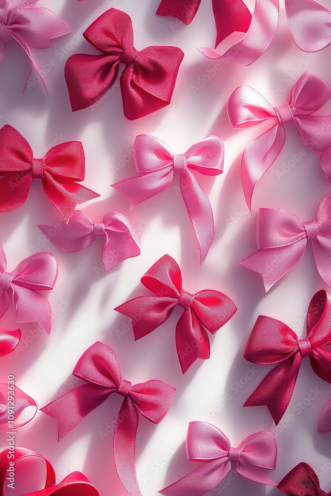 Festive background with pink and red satin bows. Festive background with pink and red satin bows.