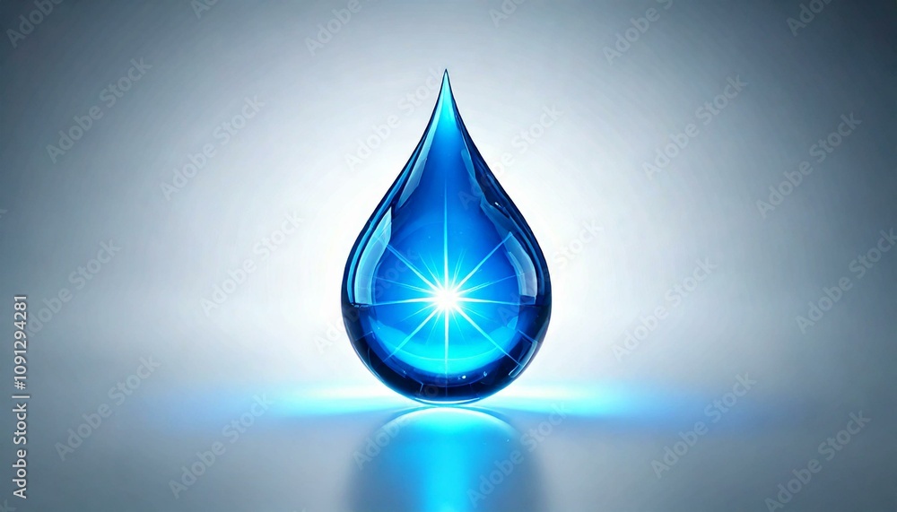 Fototapeta premium Clear blue shining water drop 