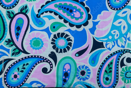 colorful paisley pattern fabric background