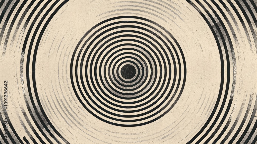 Obraz premium Abstract circular spiral pattern with concentric circles and textured background.