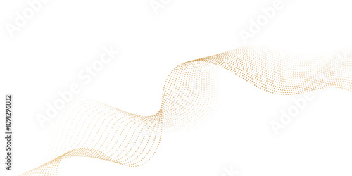 Abstract gold wave dynamic curve dots lines background. Energy technology concept halftone modern backdrop design for business, presentation, banner.