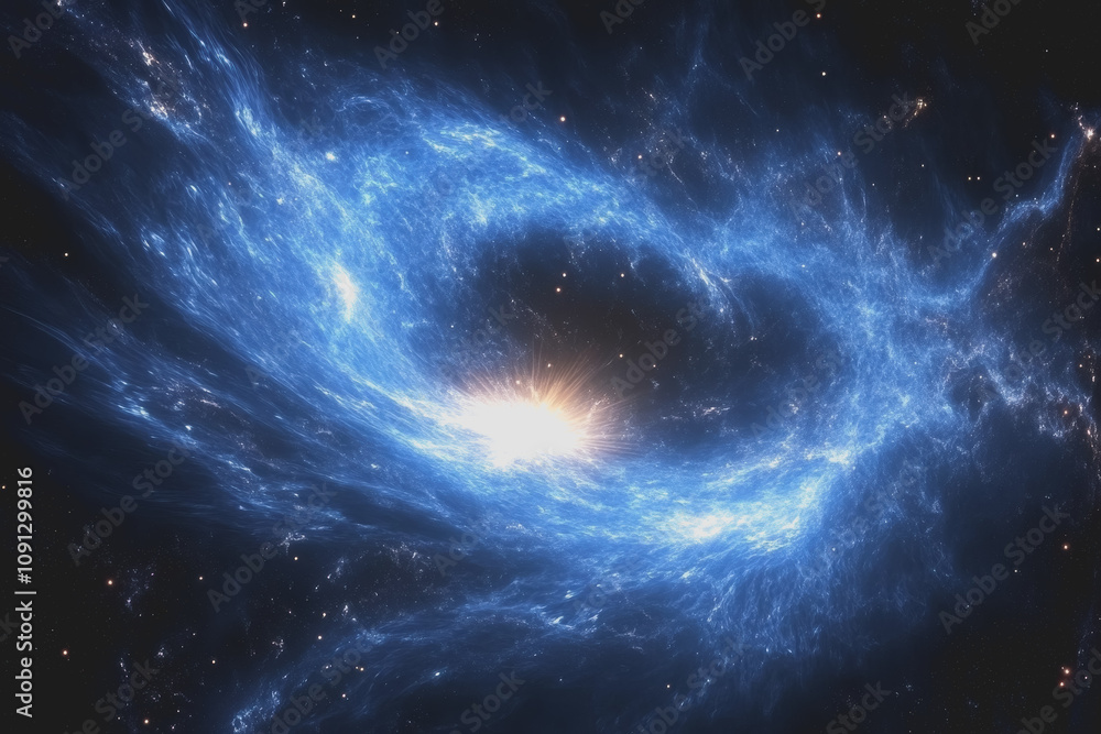 Fototapeta premium Abstract Cosmic Space with Blue Energy Waves and Stellar Frequency, Capturing the Beauty of the Universe in High Definition
