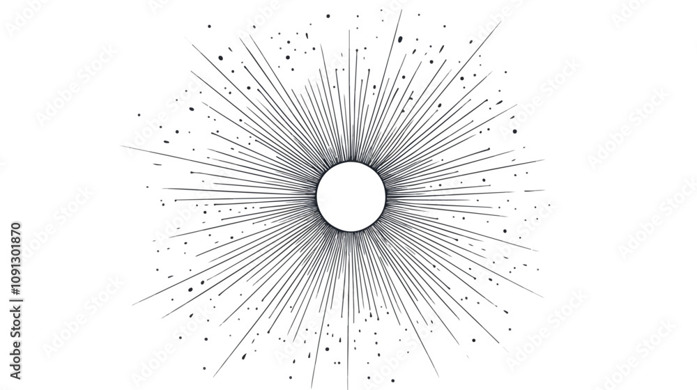 Obraz premium Minimalistic Sun Rays Sunburst Silhouette