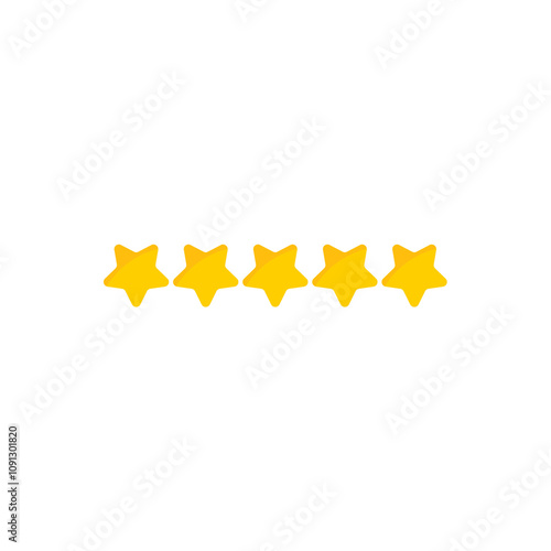 Golden Color 5 Stars Rating Scale Icon PNG