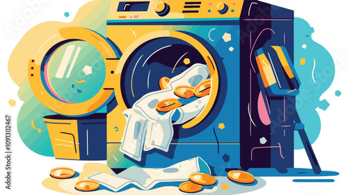 Money Laundering Vector Illustration of Illegal Criminal Activity
