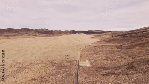 Sand Mountain recreation area, large sand dune near Reno and Fallon in Nevada, aerial view photo