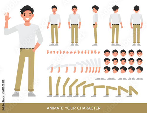 Businessman wear white shirt character vector illustration design. Create your own pose.