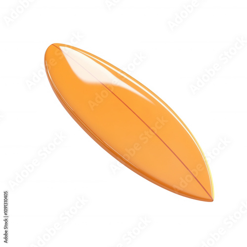 A vibrant orange surfboard designed for thrilling ocean adventures and wave riding. photo