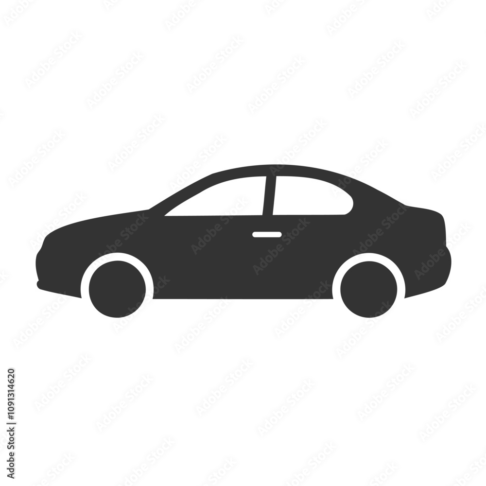 Naklejka premium Simple black car silhouette icon, car symbol