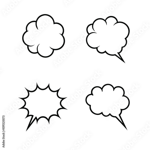 Clean and Minimalist Vector Bundle of Speech and Thought Bubble Designs. photo