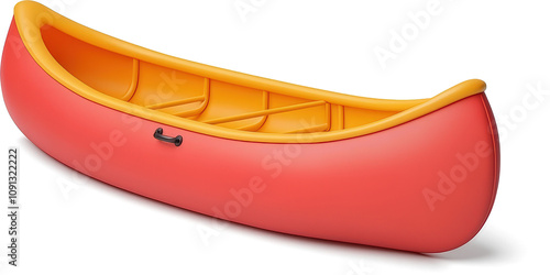 Red and yellow inflatable canoe
