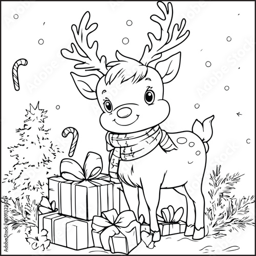 BOLD EASY CHRISTMAS COLORING PAGES FOR KIDS