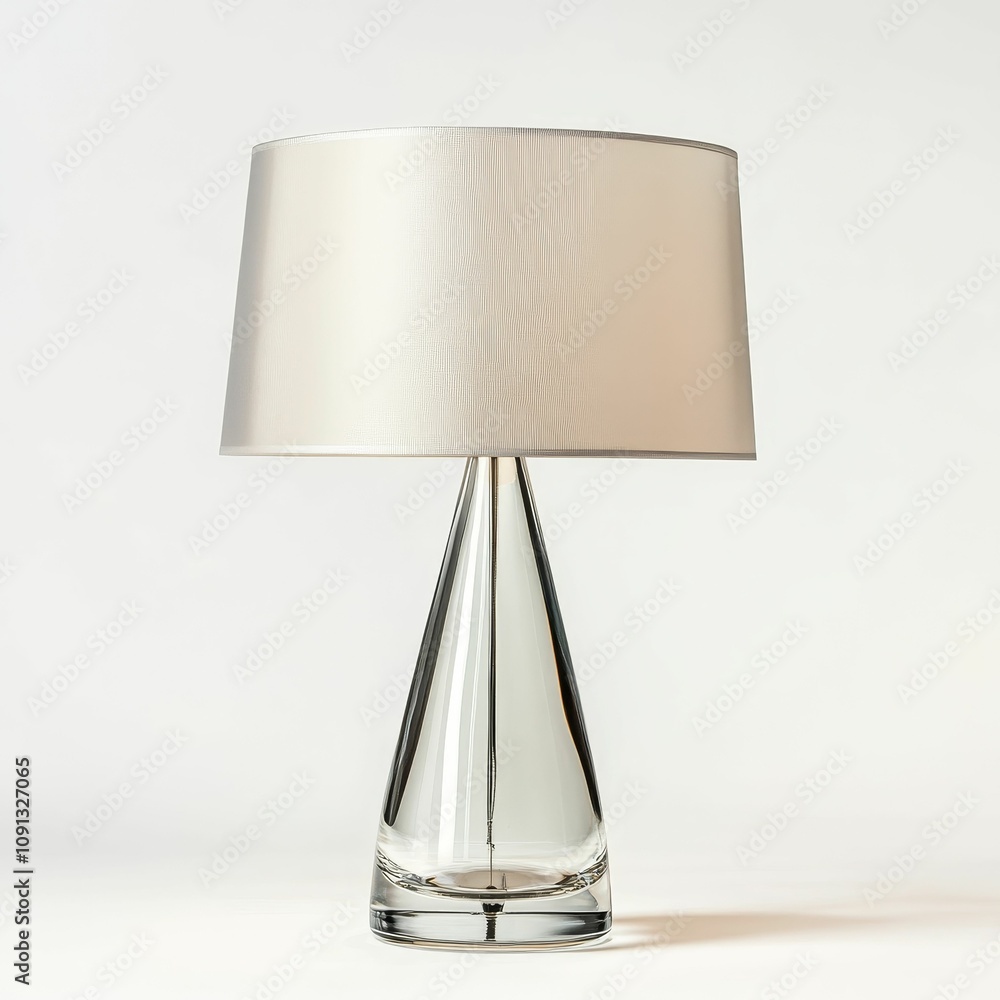Elegant glass table lamp, beige shade. Elegant glass table lamp, beige shade.