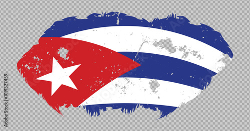 Cuba national flag with distressed stroke brush effect on isolated background