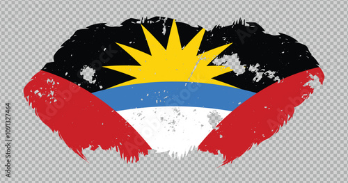 Antigua And Barbuda national flag with distressed stroke brush effect on isolated background