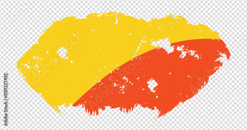Bhutan national flag with distressed stroke brush effect on isolated background