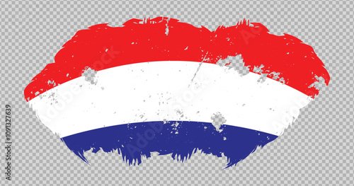 Croatia national flag with distressed stroke brush effect on isolated background