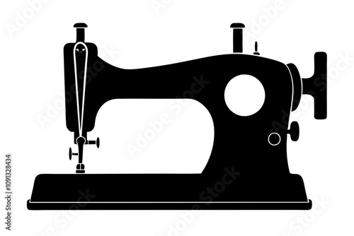 Stylish Seamstress Vector Black Icon Design for Chic Sewing Machine Precision Pintucks Elegant Vector Design for Black Sewing Machine.