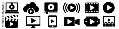 Video icon set. Movie icons