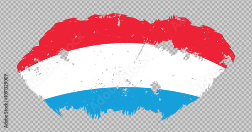 Luxembourg national flag with distressed stroke brush effect on isolated background