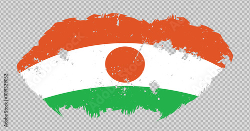 Niger national flag with distressed stroke brush effect on isolated background