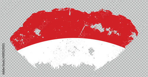 Monaco national flag with distressed stroke brush effect on isolated background