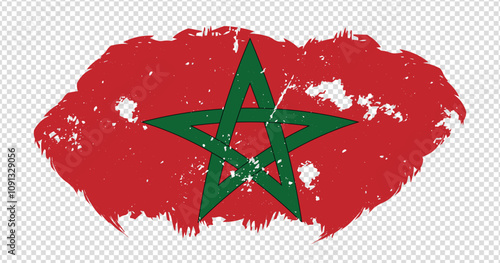 Morocco national flag with distressed stroke brush effect on isolated background