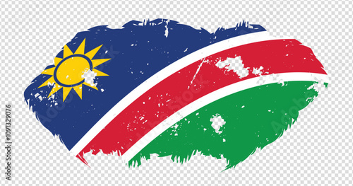 Namibia national flag with distressed stroke brush effect on isolated background