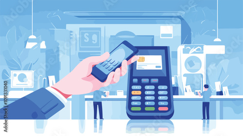 NFC Payment or POS Terminal Pay via Credit Card Transaction Concept