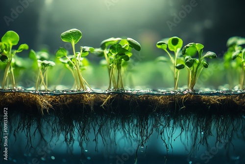 Obraz na płótnie Close-up of plant roots in a hydroponic system w salonie