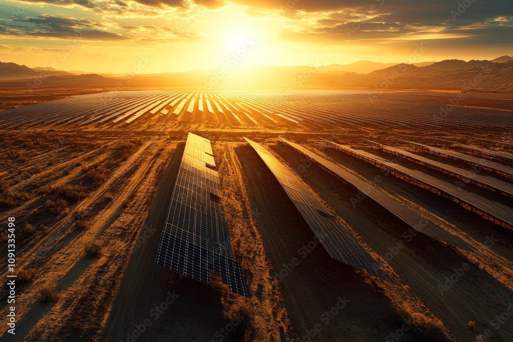 solar panel field in the desert