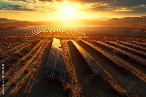 Obraz na płótnie solar panel field in the desert w salonie