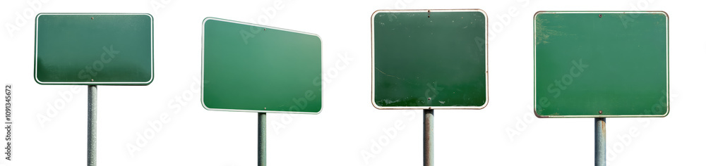 Green blank empty Road sign collection isolated on transparent background, PNG. Clipart template Green blank empty Road sign collection isolated on transparent background, PNG. Clipart template