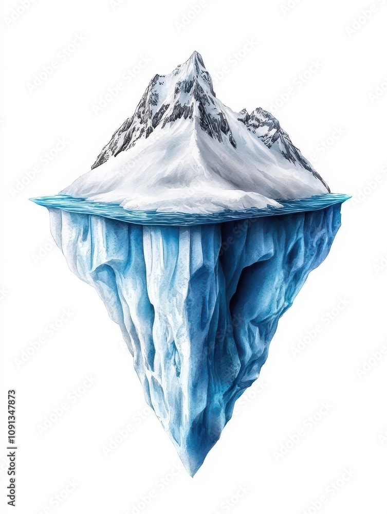 Obraz premium An artistic representation of a majestic iceberg floating in clear water.