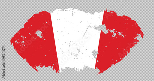 Peru national flag with distressed stroke brush effect on isolated background
