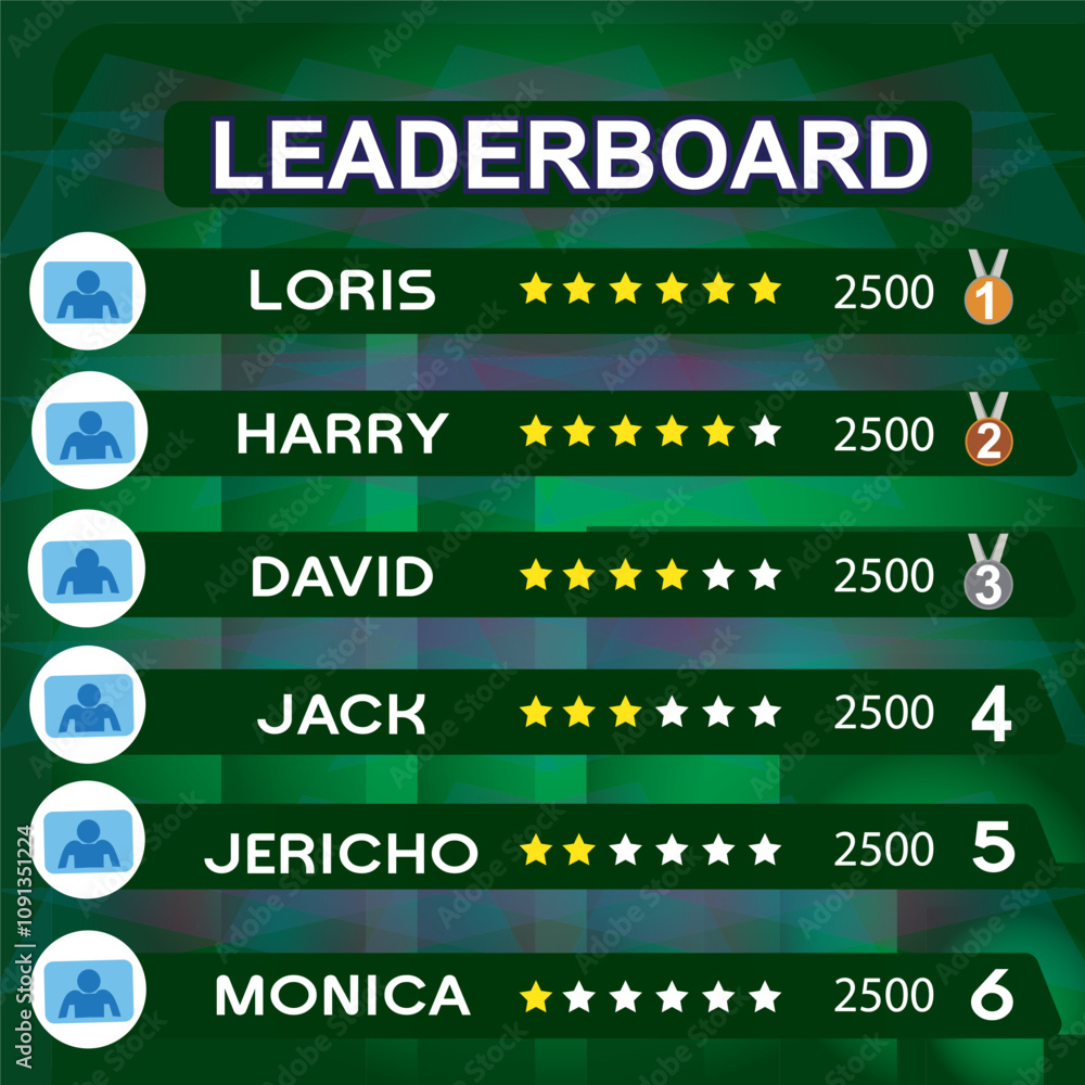 Obraz premium green color game leaderboard with abstract background vector template