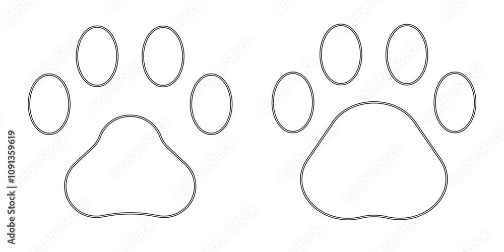 Paw vector foot trail print. Animal tracks isolated on white background, backgrounds, vector icon Illustration Paw vector foot trail print. Animal tracks isolated on white background, backgrounds, vector icon Illustration