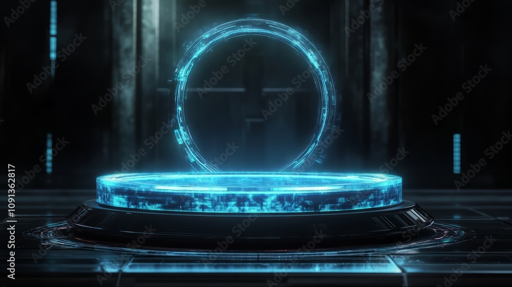 Obraz premium 3d rendering empty abstract futurustic podium stage with lights