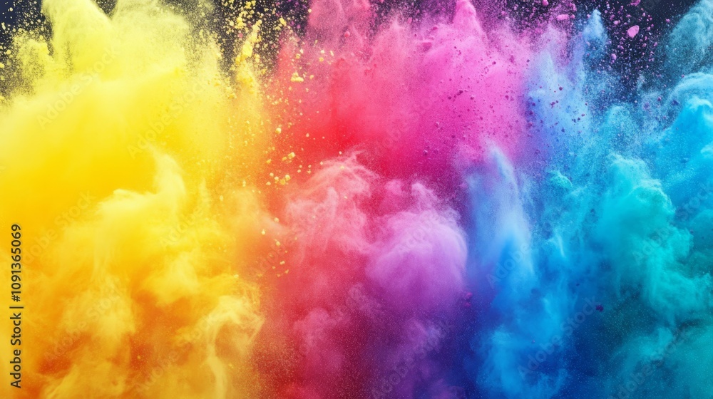 Fototapeta premium Color Explosion with Vibrant Rainbow Powder