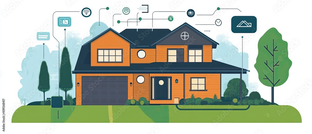 Fototapeta premium Smart home technology illustration.