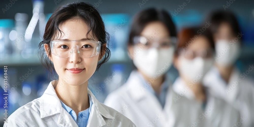 Female scientists collaborate in a lab, showcasing innovation and teamwork. Female scientists collaborate in a lab, showcasing innovation and teamwork.