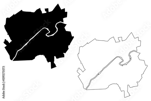 Valmiera City (Republic of Latvia, Administrative divisions of Latvia, Republican cities) map vector illustration, scribble sketch Valmiera map