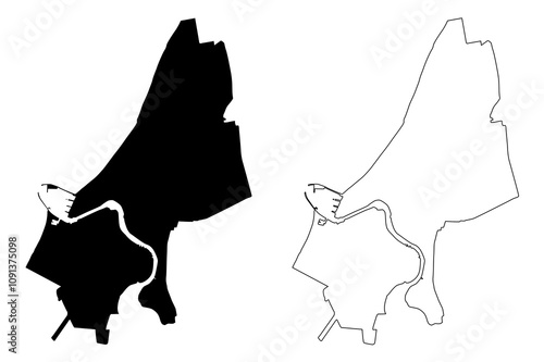 Ventspils City (Republic of Latvia, Administrative divisions of Latvia, Republican cities) map vector illustration, scribble sketch Ventspils map